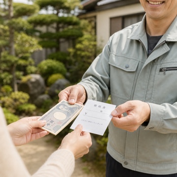 作業確認後に現金で支払うイメージ